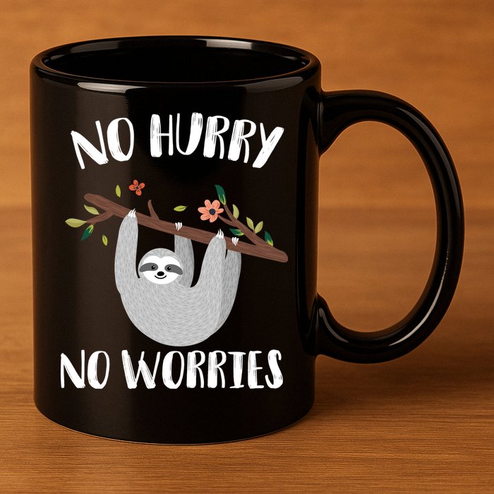 No Hurry No Worries Lazy Sloth 11oz C Handle Ceramic Mug