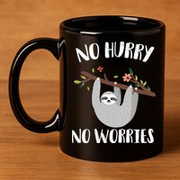 No Hurry No Worries Lazy Sloth 11oz C Handle Ceramic Mug