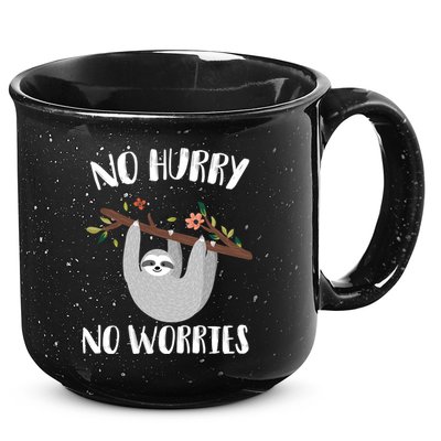 No Hurry No Worries Lazy Sloth 15oz Campfire Ceramic Mug