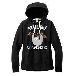 No Hurry No Worries Lazy Sloth Women's Fleece Hoodie