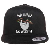 No Hurry No Worries Lazy Sloth Flatbill Hat