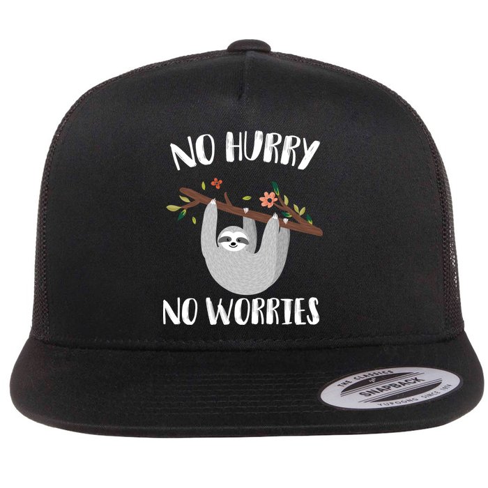 No Hurry No Worries Lazy Sloth Flatbill Hat