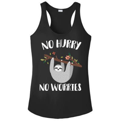 No Hurry No Worries Lazy Sloth Ladies PosiCharge Competitor Racerback Tank