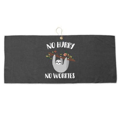 No Hurry No Worries Lazy Sloth Large Microfiber Waffle Golf Towel