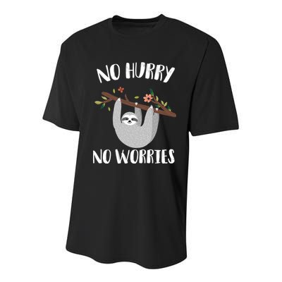 No Hurry No Worries Lazy Sloth Youth Performance Sprint T-Shirt