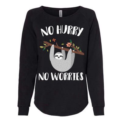 No Hurry No Worries Lazy Sloth Womens California Wash Sweatshirt