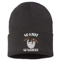 No Hurry No Worries Lazy Sloth Sustainable Knit Beanie