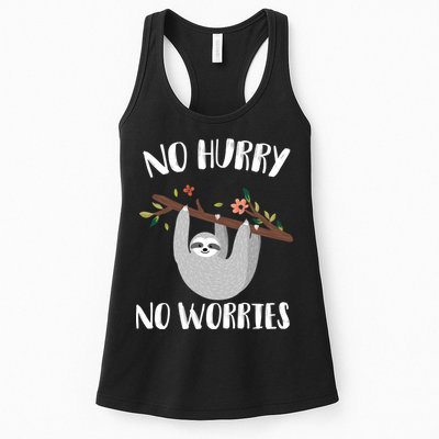 No Hurry No Worries Lazy Sloth Womens Tank Top