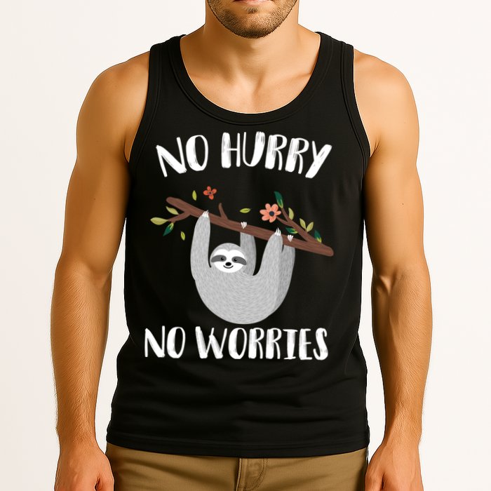 No Hurry No Worries Lazy Sloth Tank Top