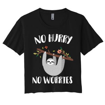 No Hurry No Worries Lazy Sloth Crop Top