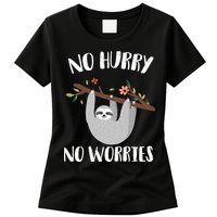 No Hurry No Worries Lazy Sloth Womens T-Shirt