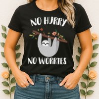 No Hurry No Worries Lazy Sloth Womens T-Shirt