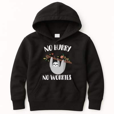 No Hurry No Worries Lazy Sloth Kids Hoodie