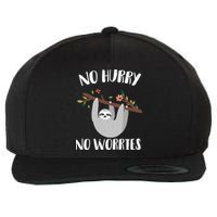 No Hurry No Worries Lazy Sloth Wool Snapback Cap