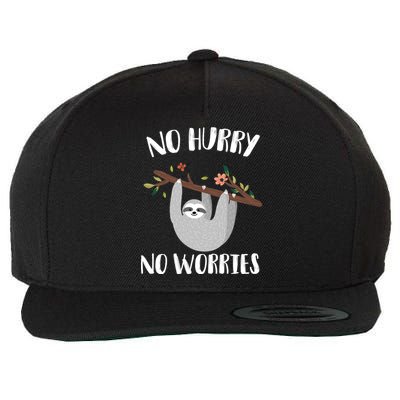 No Hurry No Worries Lazy Sloth Wool Snapback Cap