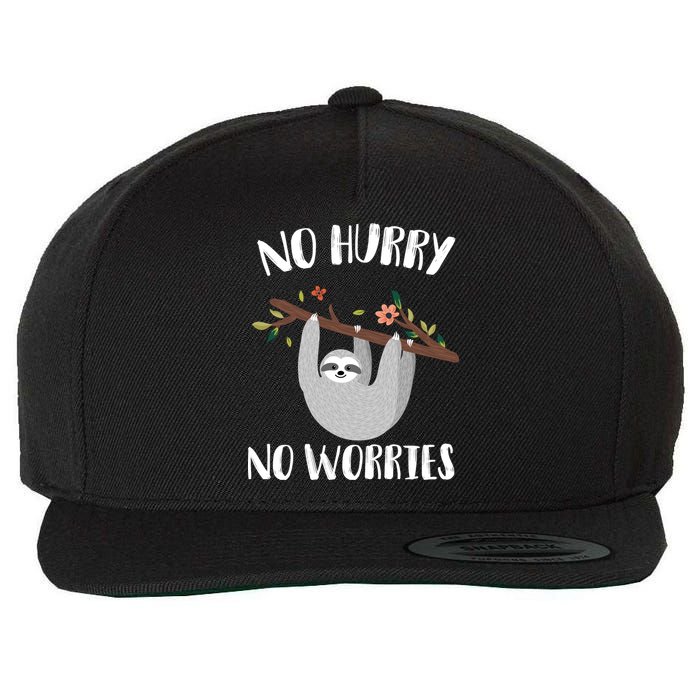 No Hurry No Worries Lazy Sloth Wool Snapback Cap