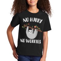 No Hurry No Worries Lazy Sloth Kids T-Shirt