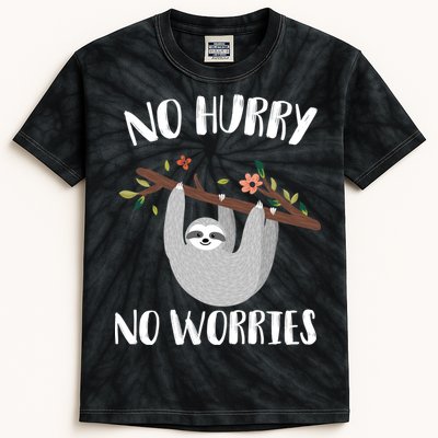 No Hurry No Worries Lazy Sloth Kids Tie-Dye T-Shirt