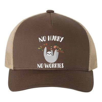 No Hurry No Worries Lazy Sloth Yupoong Adult 5-Panel Trucker Hat