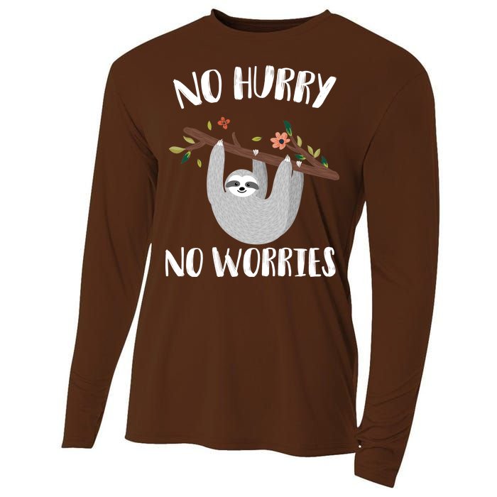 No Hurry No Worries Lazy Sloth Cooling Performance Long Sleeve Crew