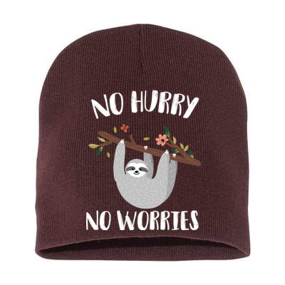 No Hurry No Worries Lazy Sloth Short Acrylic Beanie