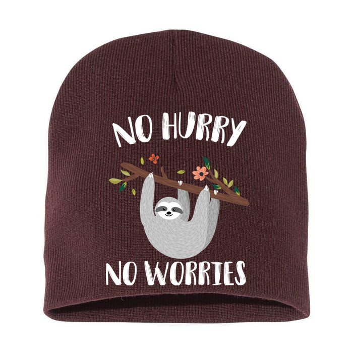 No Hurry No Worries Lazy Sloth Short Acrylic Beanie