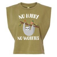 No Hurry No Worries Lazy Sloth Garment-Dyed Women's Muscle Tee
