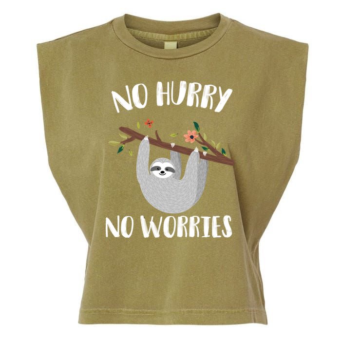 No Hurry No Worries Lazy Sloth Garment-Dyed Women's Muscle Tee