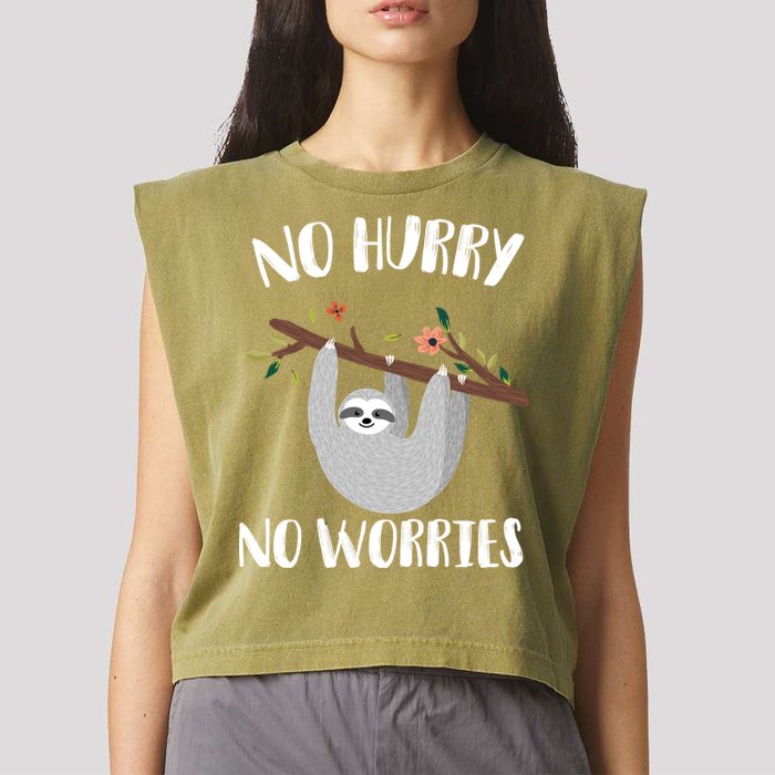 No Hurry No Worries Lazy Sloth Garment-Dyed Women's Muscle Tee