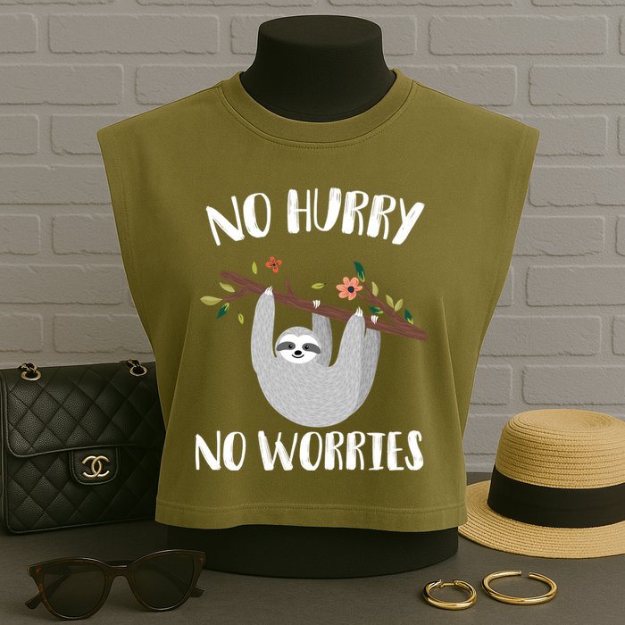 No Hurry No Worries Lazy Sloth Garment-Dyed Women's Muscle Tee