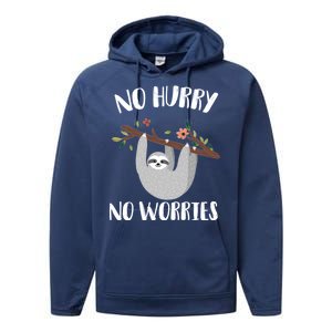 No Hurry No Worries Lazy Sloth Performance Fleece Hoodie