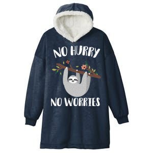 No Hurry No Worries Lazy Sloth Hooded Wearable Blanket