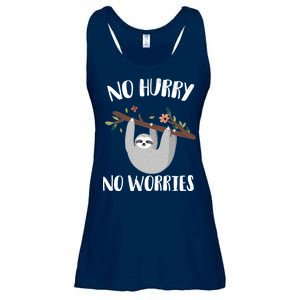 No Hurry No Worries Lazy Sloth Ladies Essential Flowy Tank