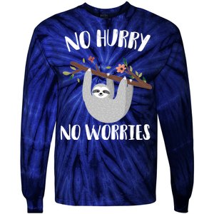 No Hurry No Worries Lazy Sloth Tie-Dye Long Sleeve Shirt