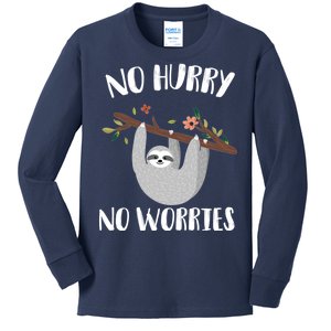 No Hurry No Worries Lazy Sloth Kids Long Sleeve Shirt