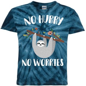 No Hurry No Worries Lazy Sloth Kids Tie-Dye T-Shirt