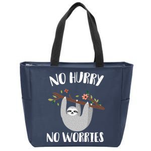 No Hurry No Worries Lazy Sloth Zip Tote Bag