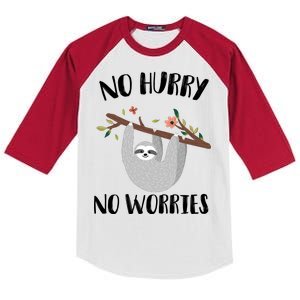 No Hurry No Worries Lazy Sloth Kids Colorblock Raglan Jersey