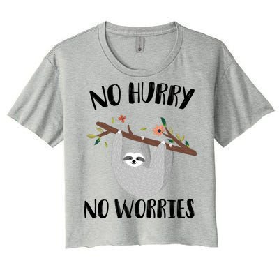 No Hurry No Worries Lazy Sloth Women's Crop Top Tee