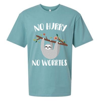 No Hurry No Worries Lazy Sloth Sueded Cloud Jersey T-Shirt