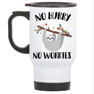 No Hurry No Worries Lazy Sloth Stainless Steel Travel Mug