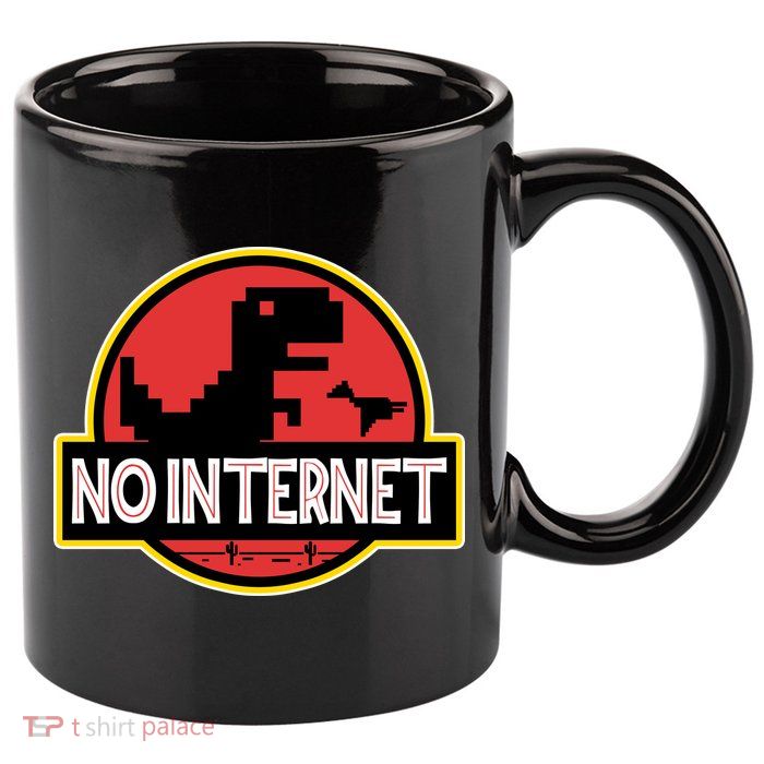 No Internet T-Rex 11oz C Handle Ceramic Mug