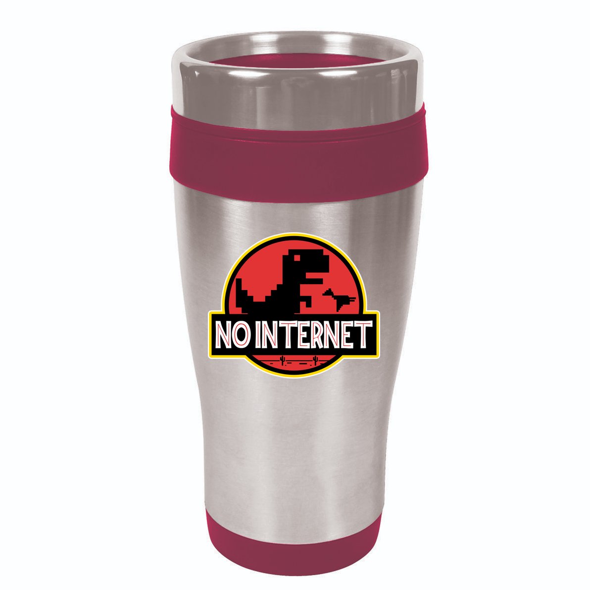 No Internet T-Rex 16oz Travel Tumbler