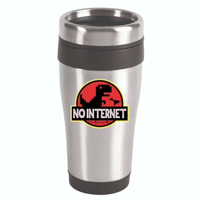 No Internet T-Rex 16oz Travel Tumbler