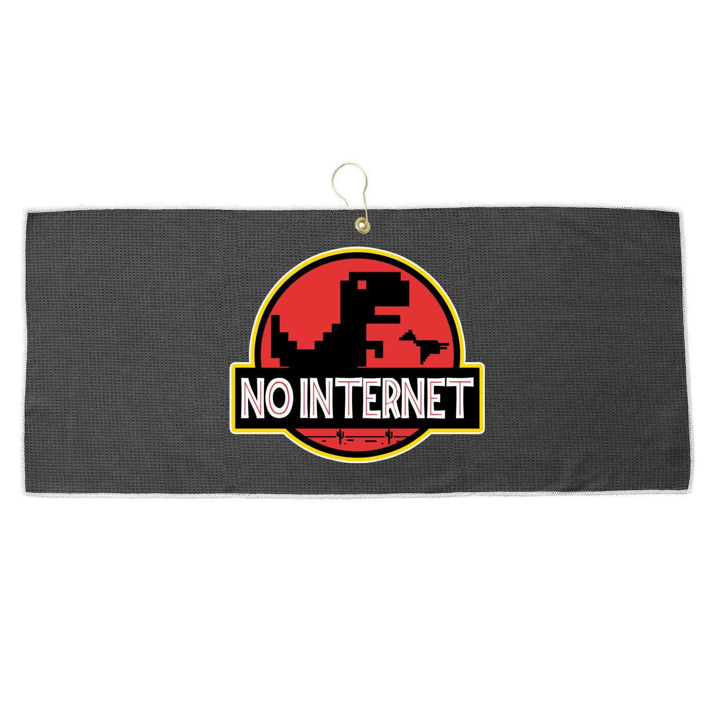 No Internet T-Rex Large Microfiber Waffle Golf Towel