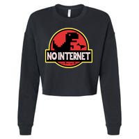 No Internet T-Rex Cropped Pullover Crew