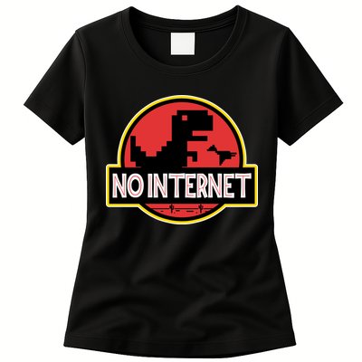 No Internet T-Rex Womens T-Shirt