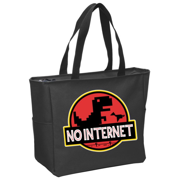 No Internet T-Rex Zip Tote Bag