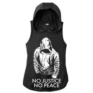 No Justice No Peace Black Lives Matter Ladies PosiCharge Tri-Blend Wicking Draft Hoodie Tank