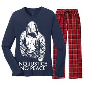 No Justice No Peace Black Lives Matter Women's Long Sleeve Flannel Pajama Set 